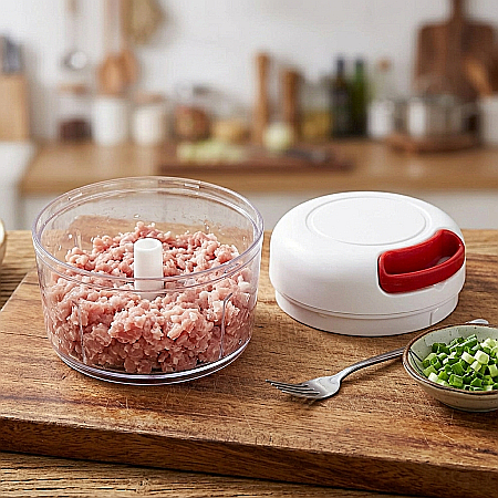 Tocător Manual pentru Legume Food Chopper – Cu Lame din Oțel Inoxidabil, Acționare cu Sfoară, Recipient 500 ml, Compact și Ușor de Curățat, Ideal pentru Usturoi, Ceapă, Fructe și Carne de Pui [2]