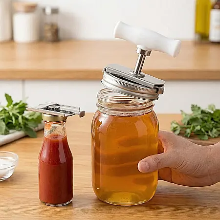 Deschizător Borcane cu Mâner din Oțel Inoxidabil – Reglabil pentru Capace 25–100 mm, Design Ergonomic, Rezistent și Anti-Coroziune, Ideal pentru Orice Bucătărie [2]
