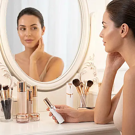 Epilator Facial Electric Hipoalergenic pentru Femei – Fără Durere, Cu Lumină LED, Funcționare pe Baterie AA, Ideal pentru Mustață, Bărbie și Obraji, Portabil și Testat Dermatologic [2]