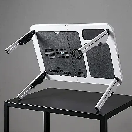 Masă Laptop Multifuncțională E-Table – Picioare Reglabile, 2 Ventilatoare Silențioase, Suport Pahar și Mousepad Integrat, Compatibilă Laptopuri 15.4 inch, Sarcină Maximă 20 kg [2]