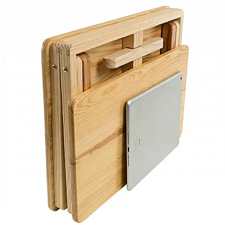 Masă Pliabilă din Lemn de Bambus pentru Laptop – Ergonomic, 2 Coolere USB, Pliabilă și Reglabilă, Compatibil Laptopuri până la 15,4 inch, Rezistență 35 kg [2]
