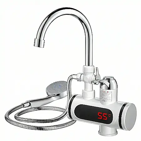 Robinet Electric cu Încălzire Instantanee și Afișaj LCD – Putere 3000W, Para de Duș și Furtun Incluse, Protecție IPX4, Montaj pe Chiuvetă, Ideal pentru Bucătărie, Baie sau Casă de Vacanță [2]