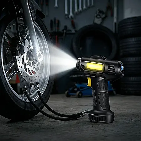 Compresor Auto Fără Fir 72W – Baterie 7.2V, Presiune Max 10 Bar, Ecran Digital, LED Integrat, Portabil și Rapid, Pentru Anvelope, Biciclete și Echipamente Gonflabile [2]