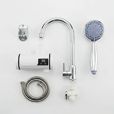 Robinet Electric cu Încălzire Instantanee + Duș, LED, 1.5–2L/min, Reglabil 0–60°C, Prindere în Perete, Ideal pentru Bucătărie și Baie [3]