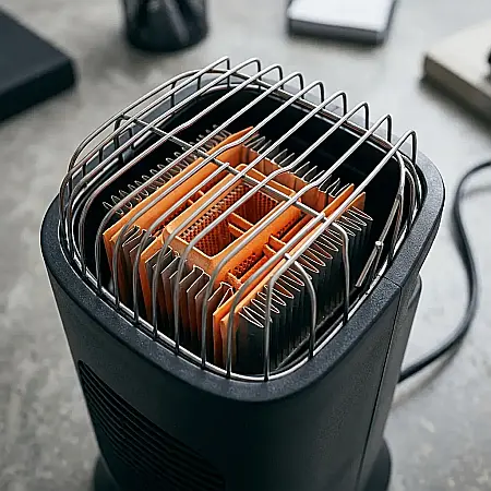Aerotermă Mini 1000W - Încălzire Ceramică, Termostat Reglabil, Timer, Telecomandă, 3 Trepte de Putere, Design Tip Șemineu, Protecție Supraîncălzire, Culoare Gri [2]