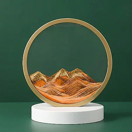 Clepsidră Decorativă cu Nisip Mișcător 3D – 18 cm, Sticlă Transparentă fără Plumb, Efect Relaxant și Antistres, Peisaj Dinamic în Mișcare, Ideală pentru Birou sau Cadou [2]