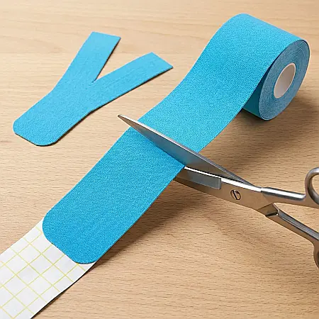 Banda Elastică Kinesiologică 5 cm x 5 m – Impermeabilă, Fără Latex, Bumbac și Spandex, Suport Muscular pentru Sportivi și Recuperare, Albastru [2]
