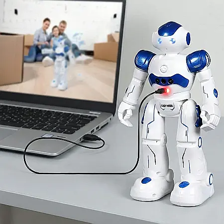 Robot Smart SIKS Interactiv pentru Copii – Control Prin Gesturi și Telecomandă, Programabil, Dansează, Cântă, LED și Sunete, Educativ și Distractiv, Alb [2]