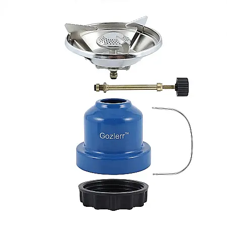 Gozlerr™ Aparat Portabil de Gătit – Mini Aragaz de Camping cu Protecție Antivânt, Grătar Ergonomic și Reglaj Flacără, Ușor și Compact, Albastru [2]