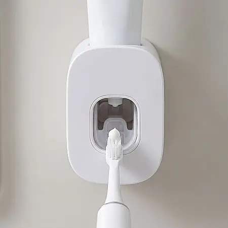Suport cu Sterilizator UV pentru Periuțe de Dinți și Dozator de Pastă – Capacitate 5 Periuțe, Montaj cu Adeziv, Igienizare Antibacteriană, Tehnologie UV, Alb-Albastru [2]