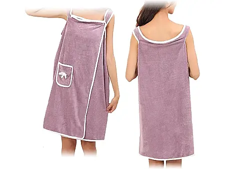 Prosop tip halat de baie pentru femei – kilt pentru saună, microfibră moale cu buzunar, reglabil [1]