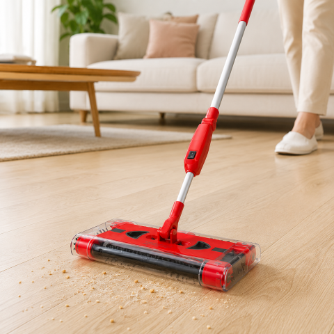 Mătură Rotativă Swivel-Sweeper cu Acumulator - Fără Fir, Rotire 360°, 4 Perii Rotative, Autonomie 45 Min, Curățare Podele și Covoare [1]