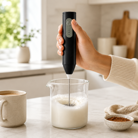 Mixer Electric pentru Spumă de Lapte, Reîncărcabil USB-C, Tijă Inox, 3 Viteze [1]