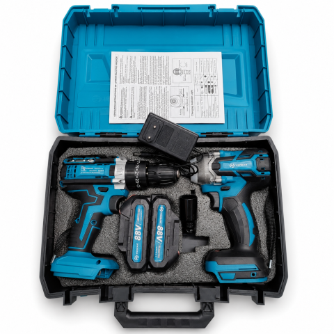 Unelte - Trusă Scule Auto cu Impact + Autofiletantă 128V, 4Ah - 2 Acumulatori Li-Ion, Cuplu 350 N.m, Mandrină 10 mm, 25 Trepte Cuplu, 2 Viteze, Valiză Transport Inclusă