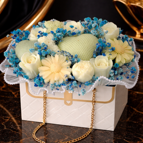 Aranjamente florale din ceara - buchet decorativ din ceara handmade flori albastre cadou Zensomnia