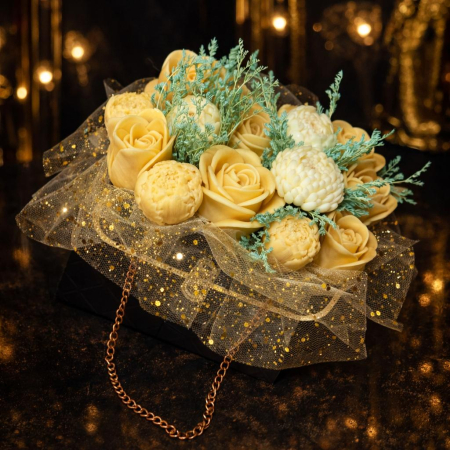 Aranjamente florale din ceara - Aranjament floral Luxury – Buchet din flori de ceară handmade