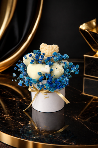 Aranjamente florale din ceara - buchet decorativ din ceara handmade flori albastre cadou Zensomnia