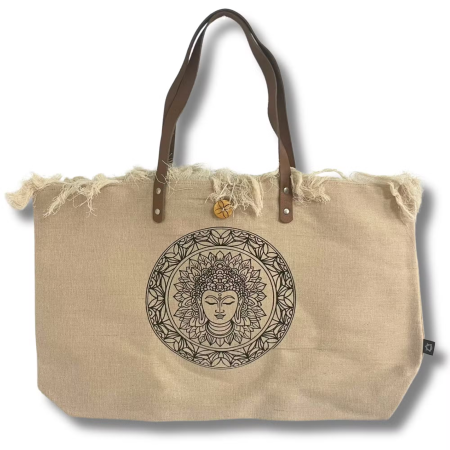 Genti Boho Cu Manere Din Piele - Geantă Naturală Boho Buddha cu Mânere din Piele – Inspirație