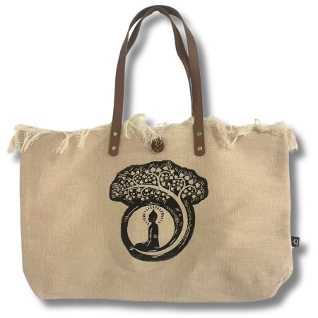Genti & Rucsacuri Etno-Boho - geanta-naturala-canvas-bumbac-manere-piele-imprimeu-buddha-india.jpg