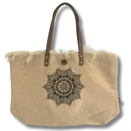 Genti & Rucsacuri Etno-Boho - geanta-naturala-canvas-bumbac-manere-piele-imprimeu-floarea-vietii-india.jpg
