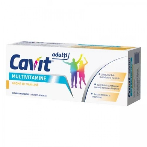 Cavit adulti multivitamine aroma vanilie, 20 comprimate masticabile Zephyr Labs