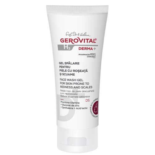 Gerovital H3 Derma+ gel spalare pentru piele cu roseata si scuame, 150ml 4110 Zephyr Labs