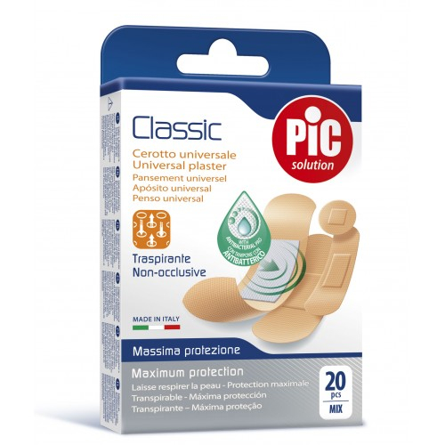 Pic plasturi universali Classic mix 4 dimensiuni cu solutie antibacteriana, 20 buc. Zephyr Labs
