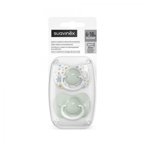 Suavinex suzeta fiziologica din silicon SX Pro Dreams 6-18luni, verde x 2 bucati (308275) Zephyr Labs [1]