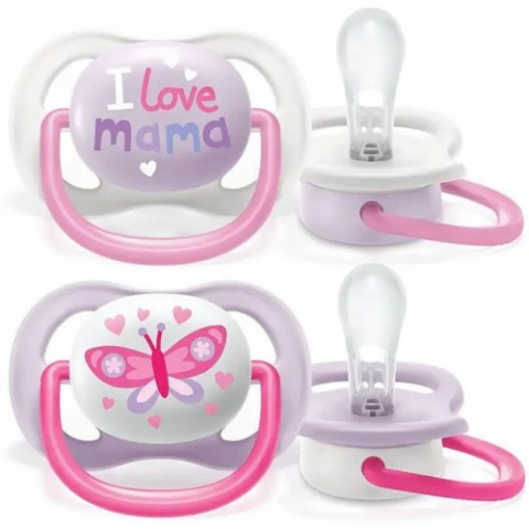 Mama si copil - Avent suzeta 0-6luni+ Ultra Air roz, 2 bucati (080/02) Zephyr Labs
