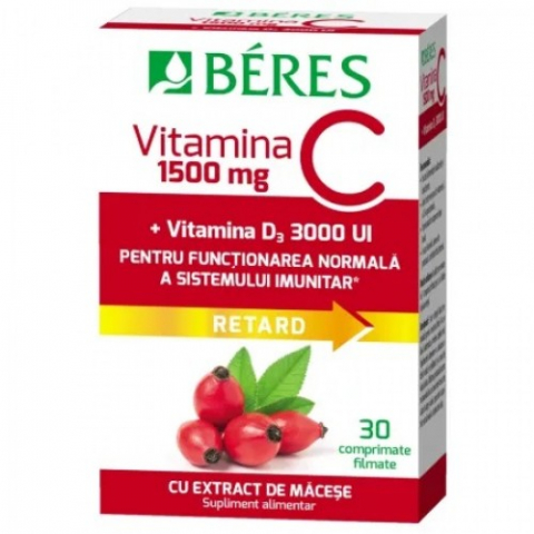 Vitamine si minerale - Beres vitamina C 1500mg+D3 3000UI, 30 comprimate Zephyr Labs
