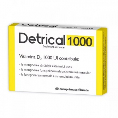 Vitamine si minerale - Detrical D3 1000UI, 60 comprimate Zephyr Labs
