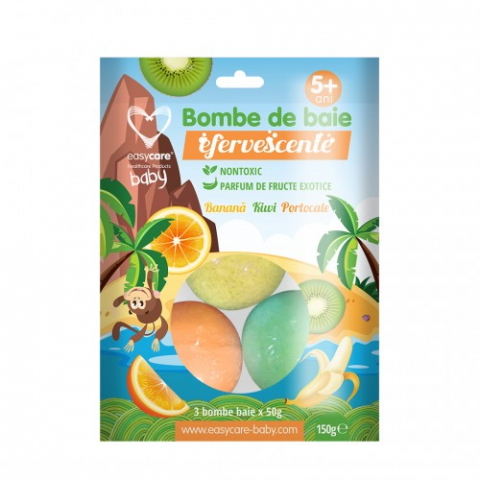 Mama si copil - Easycare baby bombe baie efervescente pentru copii, parfum fructe exotice, 3 buc. Zephyr Labs