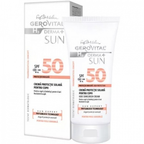 Protectie solara - Gerovital H3 derma+ sun crema protectie solara pentru copii SPF50, 100ml, 46790 Zephyr Labs