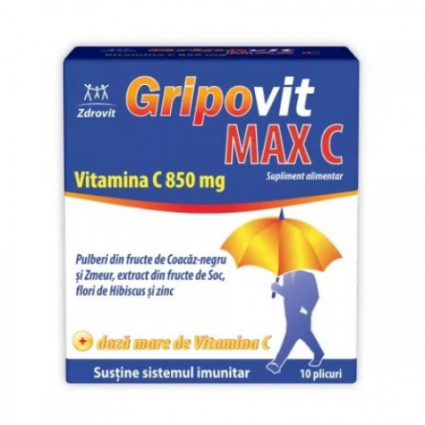 Suplimente alimentare - Gripovit Max C, 10 plicuri Zephyr Labs