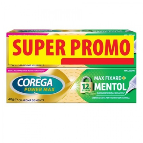 Igiena orala - Pachet Corega Max fixare+mentol x 2x40g Zephyr Labs