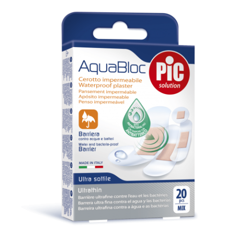 Produse tehnico-medicale - Pic plasturi Aquabloc mix 4 dimensiuni cu solutie antibacteriana, 20 buc. Zephyr Labs