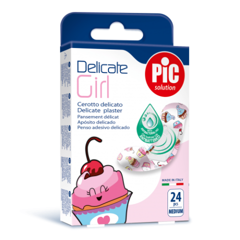 Produse tehnico-medicale - Pic plasturi Delicate Girl piele sensibila pentru copii cu solutie antibacteriana, 24 buc. Zephyr Labs