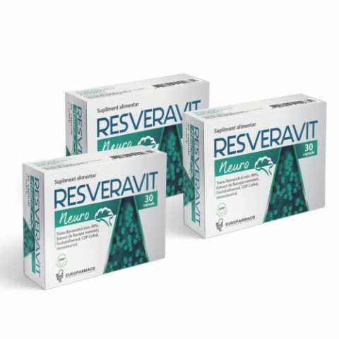 Suplimente alimentare - Resveravit neuro fara lactoza x30 cps (pachet 3 cutii) Zephyr Labs