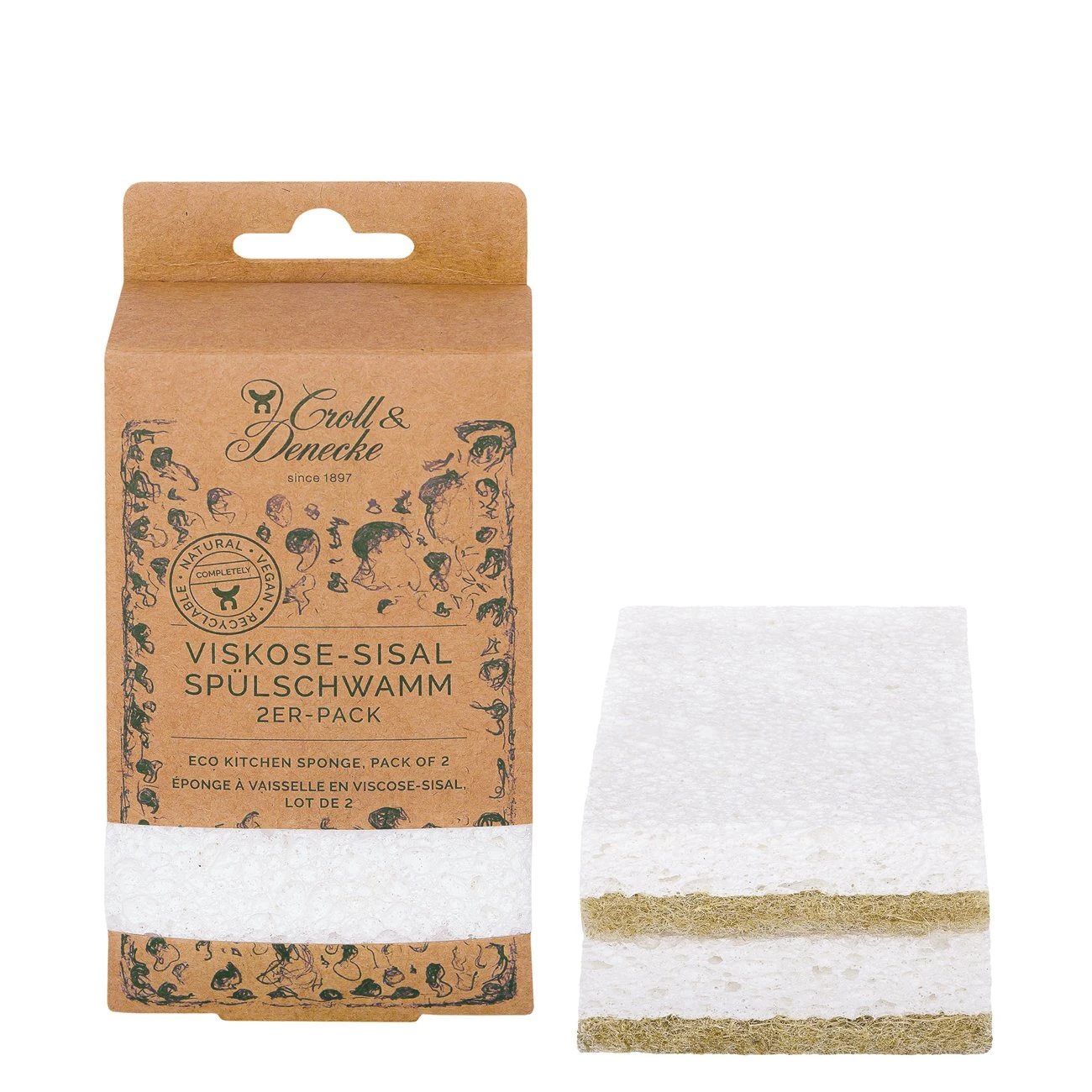 Casă - Burete din viscoză și sisal pentru vase (2 buc.)