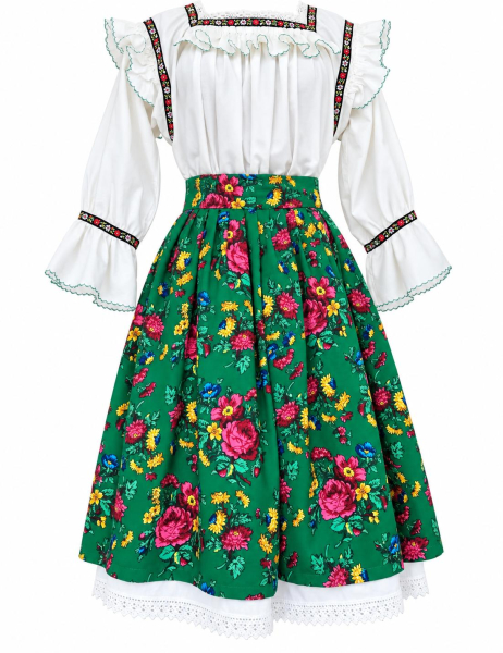 Costum Maramures din pânză cu fustă verde
