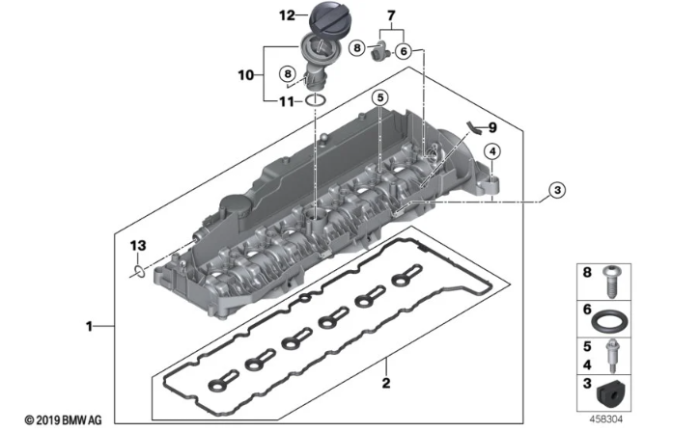 Capac culbutori B57 G20,G30,G31,G11,G12 OE BMW [2]