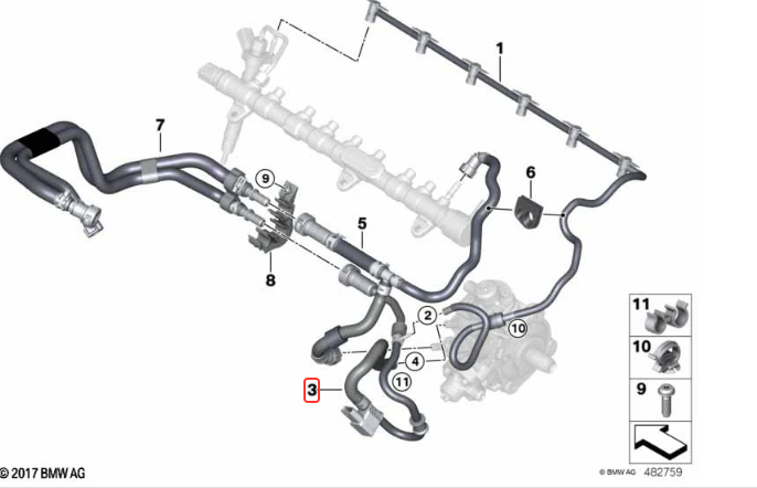 Furtun alimentare combustibil cu senzor B47 G30 G31 G01 G02 OE BMW [2]