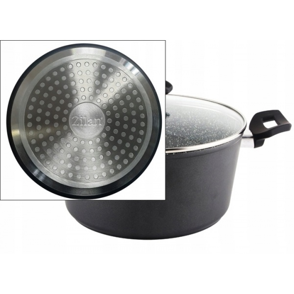 Oala cu capac sticla Zilan ZLN-3321, Diametru 24 cm, Inaltime 12 cm, Material aluminiu, Interior granit, Compatibil inductie [4]