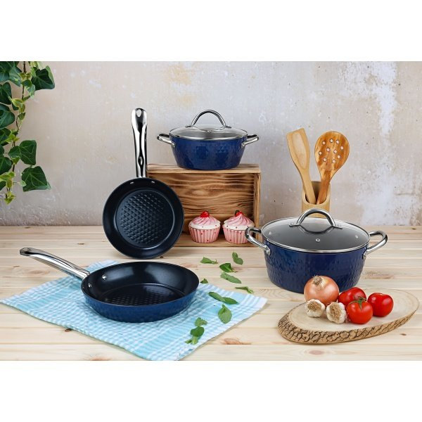 Oala cu capac Zilan ZLN9600 diamond, cu baza de inductie, ceramica si inox, usor de spalat, 20 cm,2.1L [3]