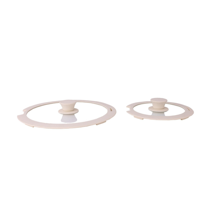 Set 5 piese din ceramica, compus din 2 oale, 1 tigaie si 2 capace de sticla, crem, ZILAN   ZLN 0965 [5]