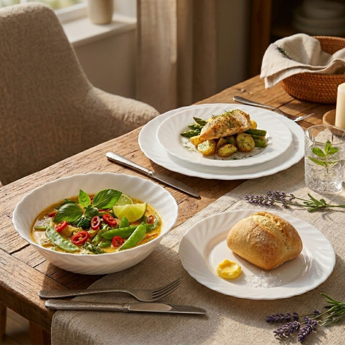 Set farfurii Nara 19 piese ,   din sticla opal, rezistente E i elegante [2]