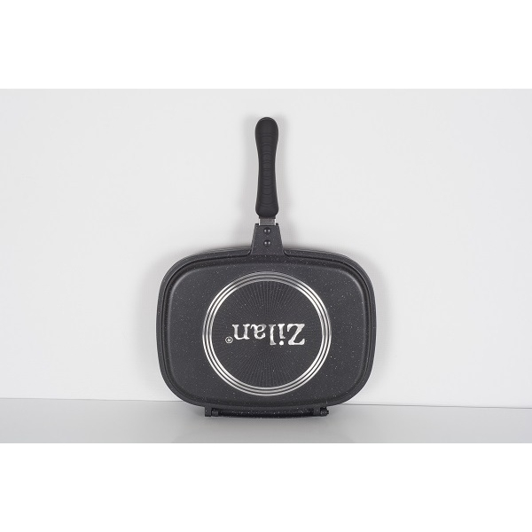Tigaie dubla ZILAN ZLN-9522,culoare negru Diametru 30 cm, garnitura silicon rezerva, [2]
