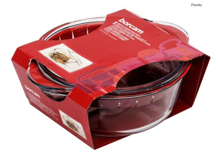 Vas yena BORCAM cu capac 2.1L ,   Vas din sticla termorezistenta pentru cuptor [2]