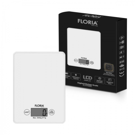 Ustensile din bucatarie - Cantar bucatarie digital Floria ZLN-1685, 5 kg, Alb