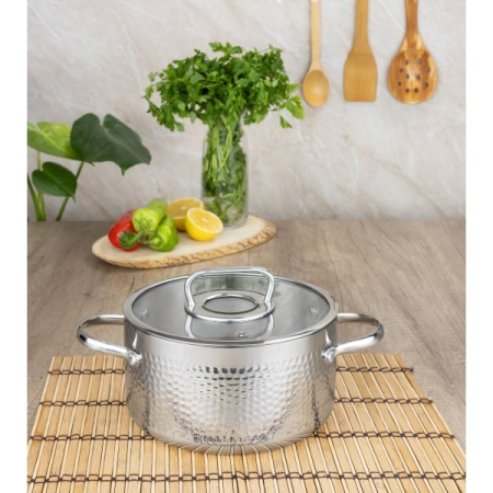 Cratite - Cratita din inox Zilan ZLN1313, 2.5L, Diametru 20 cm, Manere nituite, Compatibil gaz, inductie  electric, Compatibil masina de spalat vase